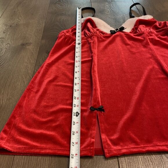 Linea Donatella Red Baby Doll Velour Christmas Slip  Dress Size XL - Picture 8 of 12